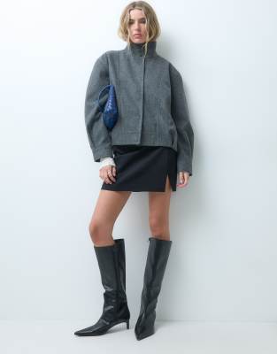Only High Collar Bomber Jacket In Gray