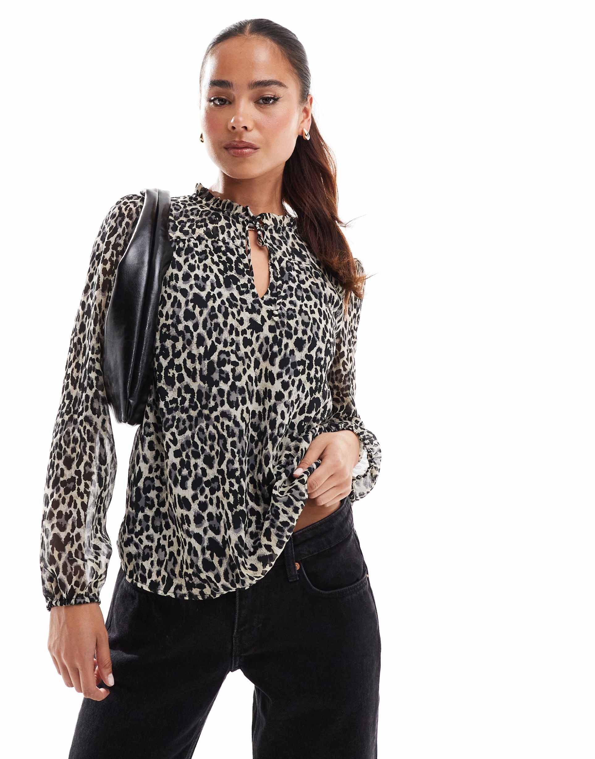 only high neck blouse in animal print