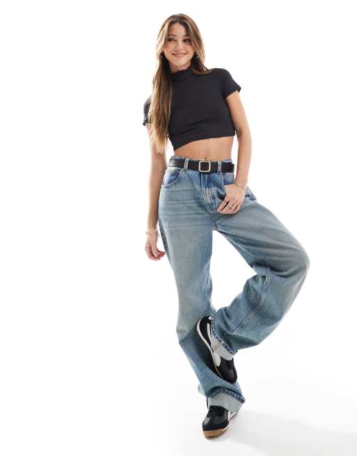 ONLY high neck half zip crop top in black | ASOS