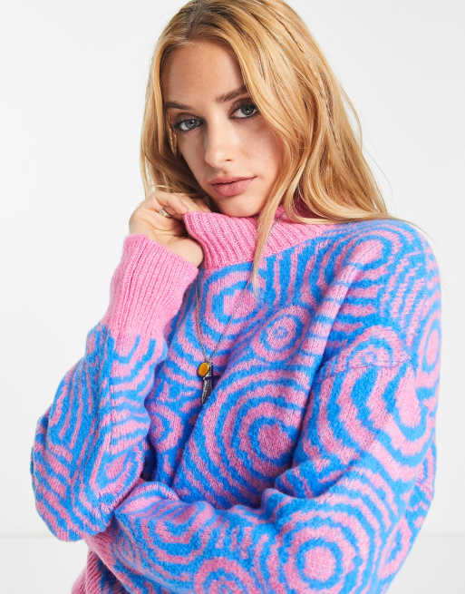 Pink 2025 blue sweater