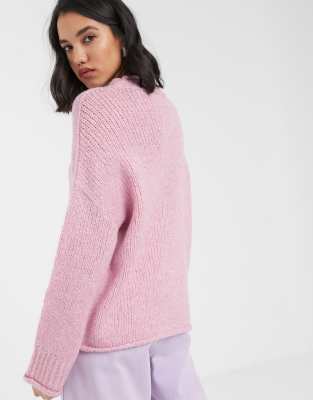 high neck pink jumper