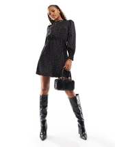 New Look flared sleeve mini tunic dress in black