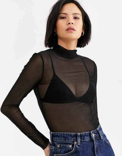 ASOS DESIGN body in mesh with seam details