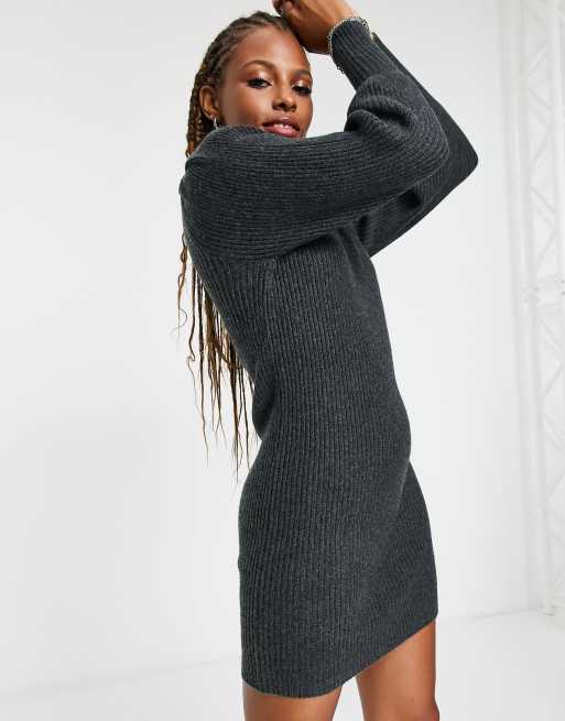 Grey high store neck jumper dress