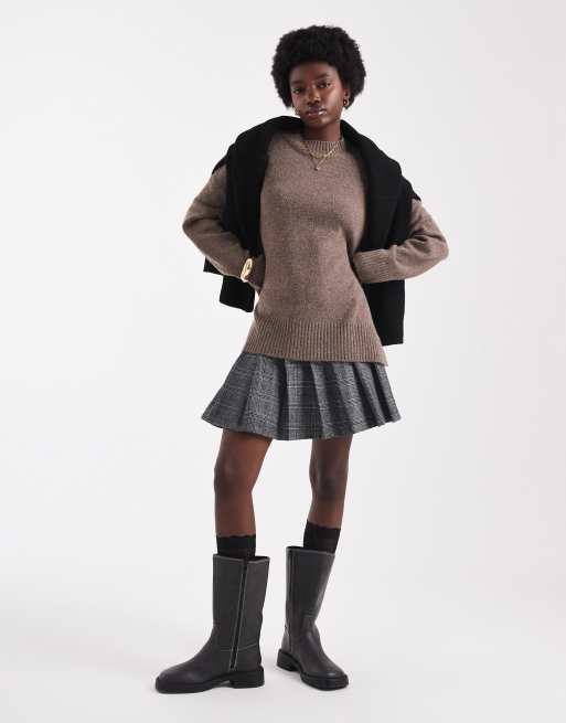 ONLY high neck oversized jumper in brown, 2 of 4