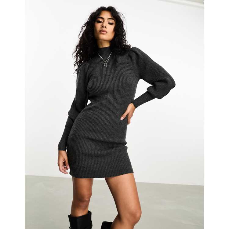 【最終値下げ】Puff Sleeve Cable Knit Dress 205102635-1-darkgrey?$n_750w$&