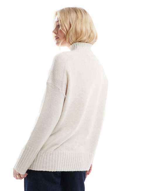 ONLY high neck ribbed longline sweater in cream, 4 of 4