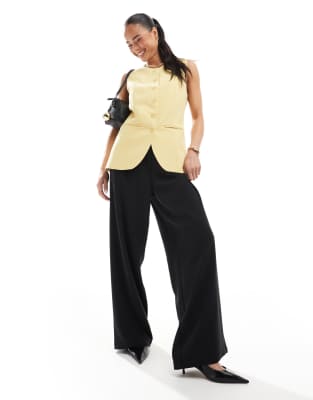 Only High Neck Vest In Yellow