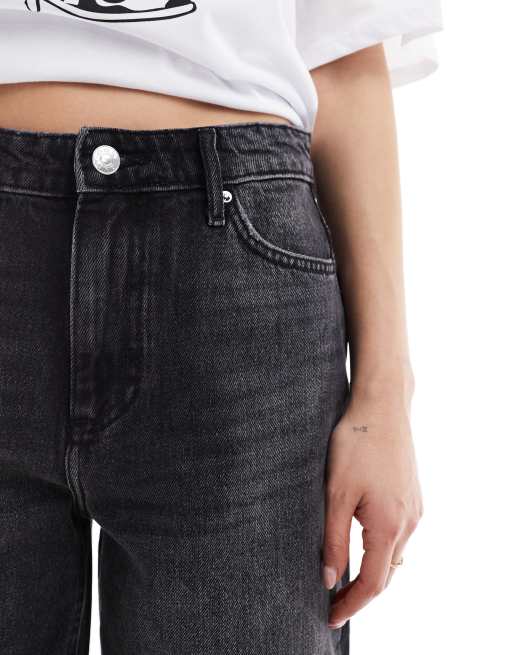 ONLY high rise denim jorts in washed black