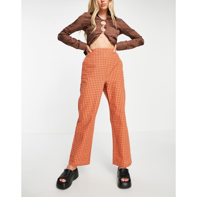 ASOS DESIGN casual gingham straight leg pants