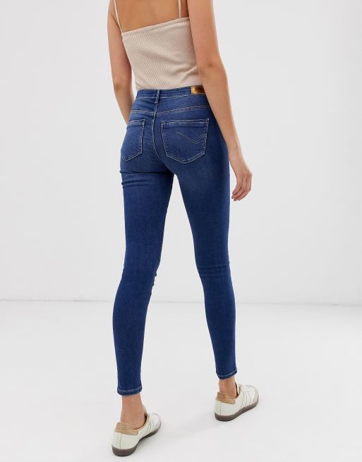 Only High Waist Authentic Dark Blue Skinny Jean Asos