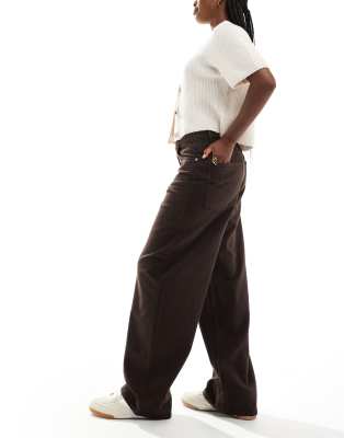 Only High Waist Barrel Jeans In Brown