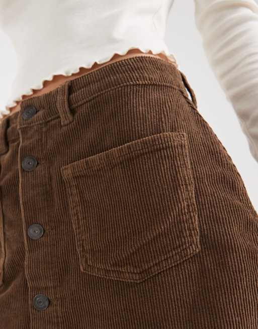 ONLY high waist cord skirt in brown, 5 of 5