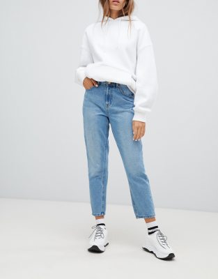 high rise distressed mom jeans