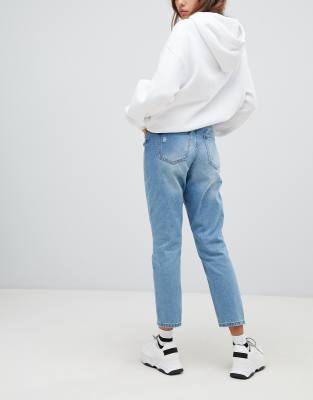 distressed mom jeans high waisted