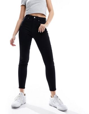 ONLY high waist skinny jeans in black - ASOS Price Checker
