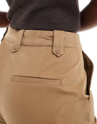 Only High Waist Wide Leg Chinos In Brown