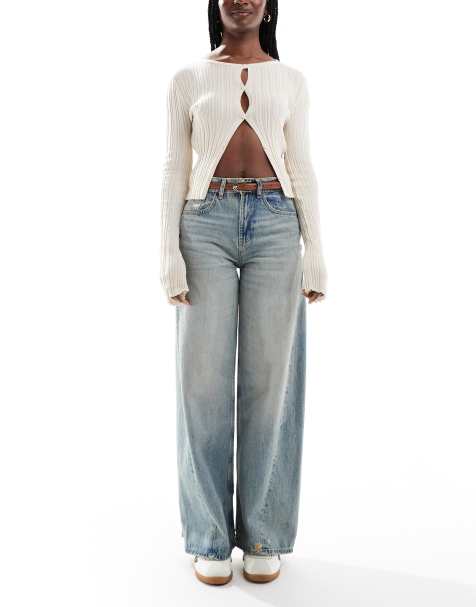 ONLY high waist wide leg jean in vintage tint - view 1
