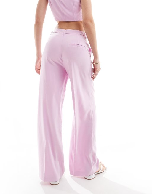 ONLY high waist wide leg tailored pants in light pink - part of a set , 2 of 5