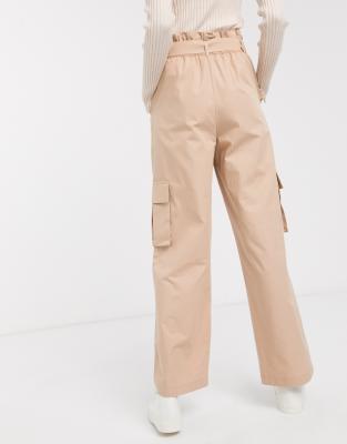 high waisted tan cargo pants