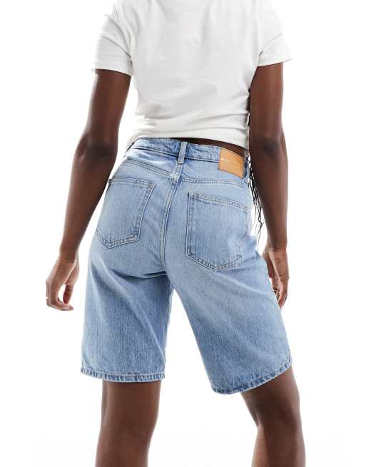 ONLY high waisted denim bermuda shorts in light blue 