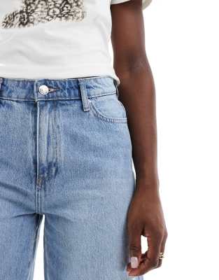 ONLY high waisted denim bermuda shorts in light blue 