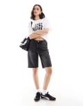 [ONLY] ONLY high waisted denim jorts in washed black 12-14 Washed Black