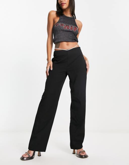 High waisted pants cheap with chain