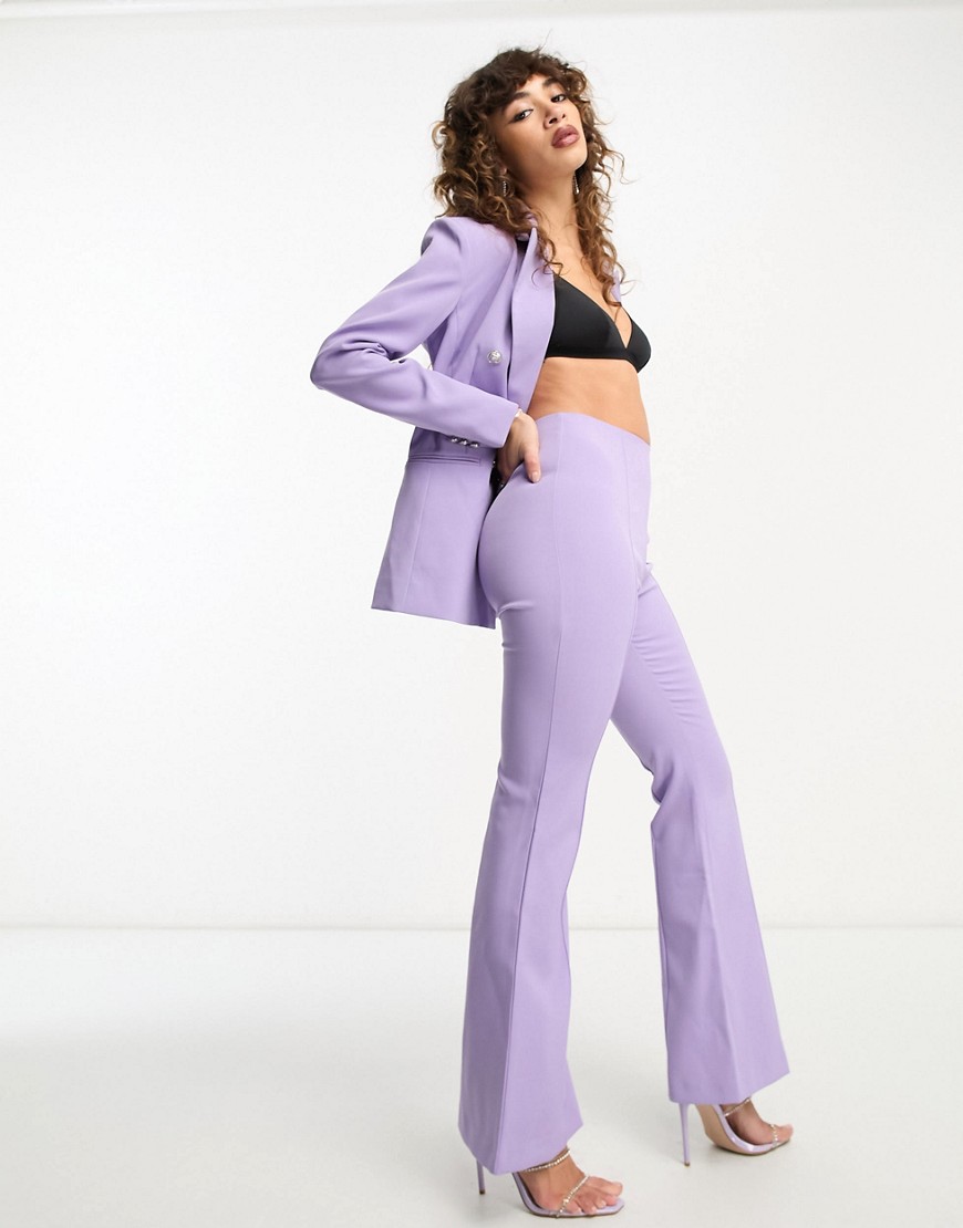 Only High Waisted Flared Pants In Lilac - Part Of A Set-purple