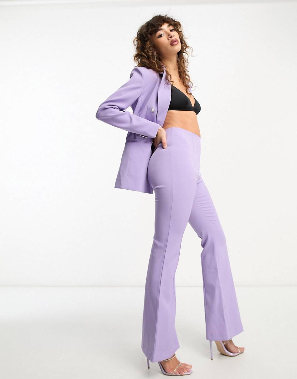 Only high waisted flared trouser co-ord in lilac