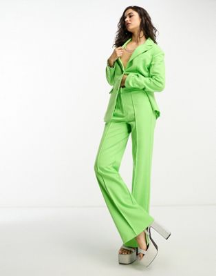 Only high waisted flared trouser co-ord in lime - ASOS Price Checker