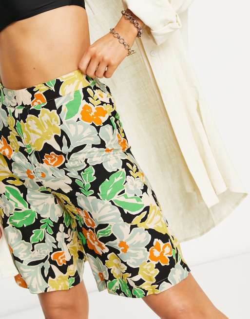 High waisted clearance flower shorts