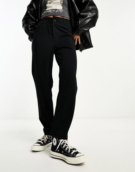 ASOS DESIGN jersey tapered suit pants in black