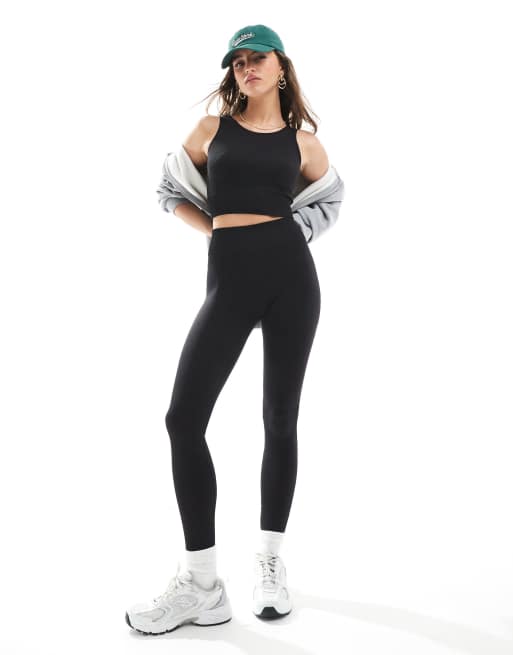 ONLY high waisted seamless leggings co-ord in black | ASOS