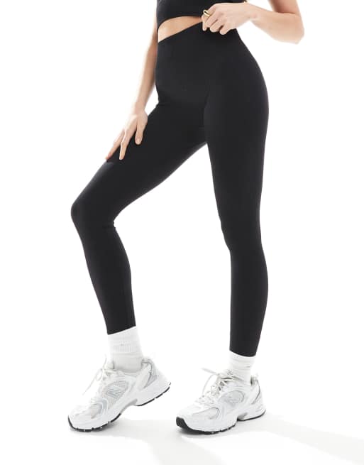 ONLY high waisted seamless leggings co-ord in black ASOS