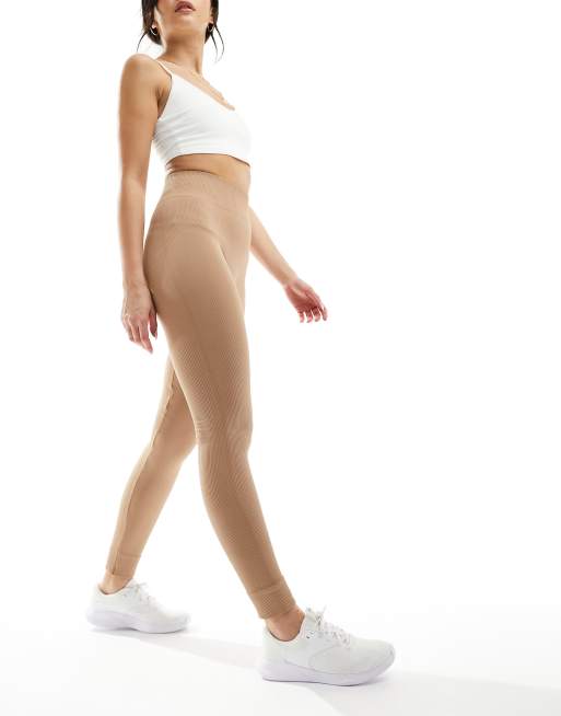 high waist seamless leggings - beige