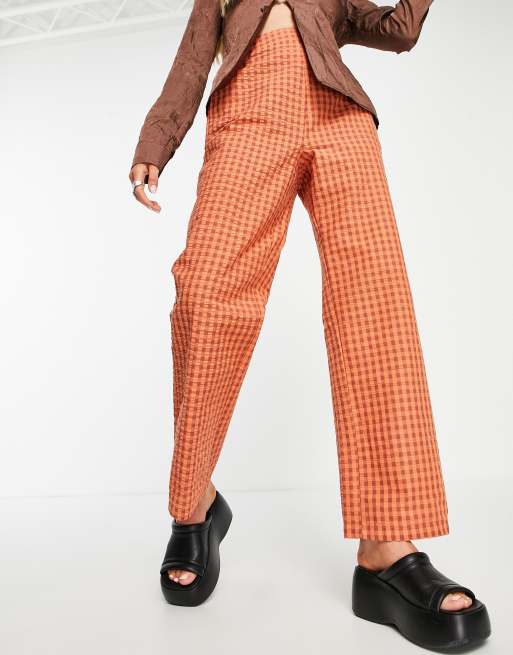 Orange gingham store pants