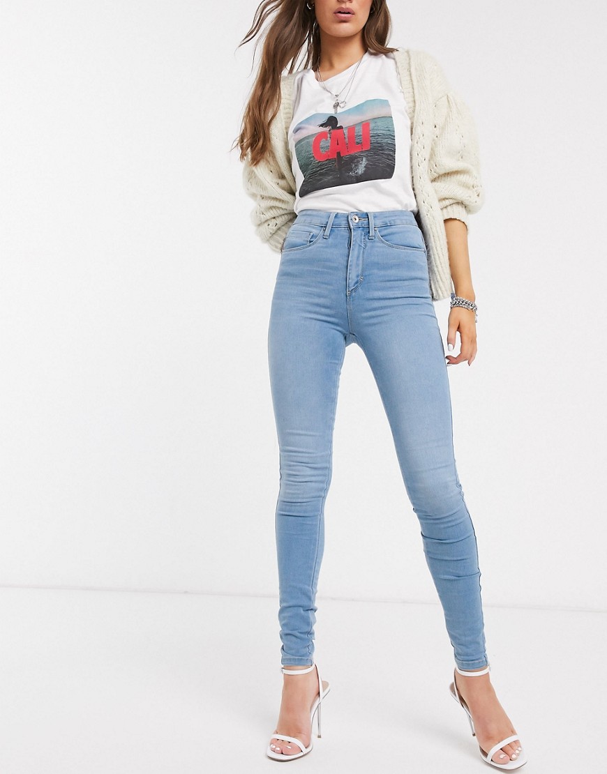 Only high waisted skinny jean in light blue-Blues