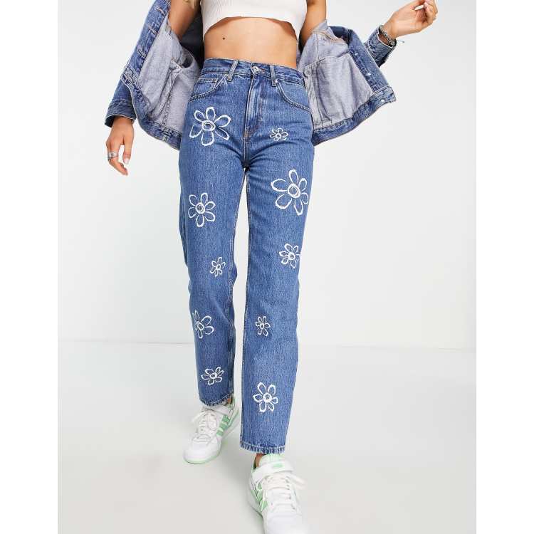 Blue jeans hot sale with flowers