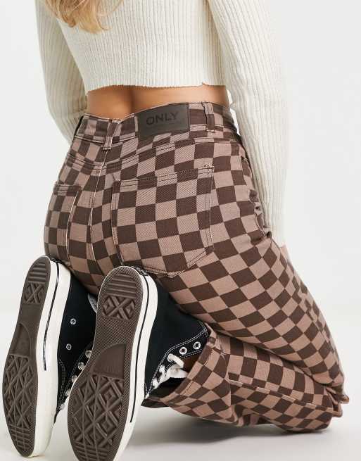 Checkered pants high store waisted