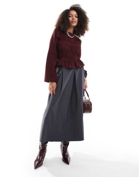 ONLY high waisted tailored a-line skirt in grey - view 1