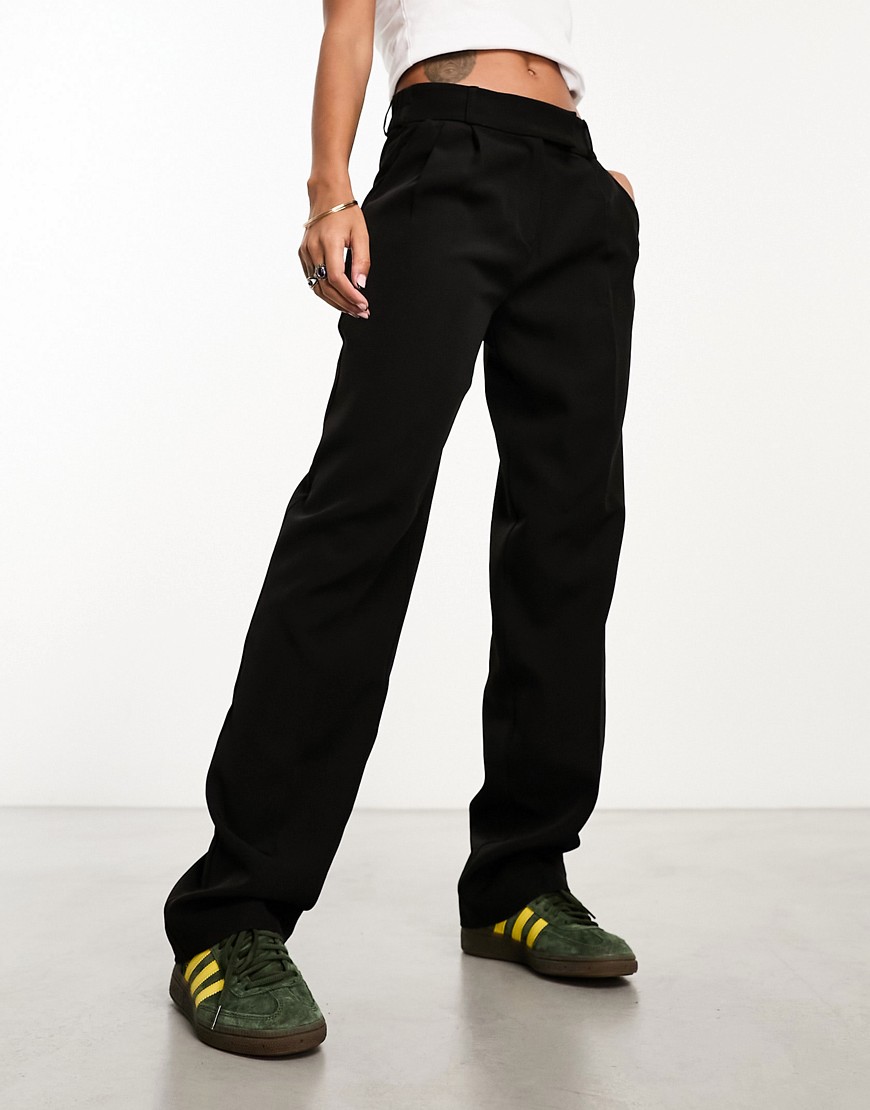 ONLY high waisted tailored straight leg trouser in black