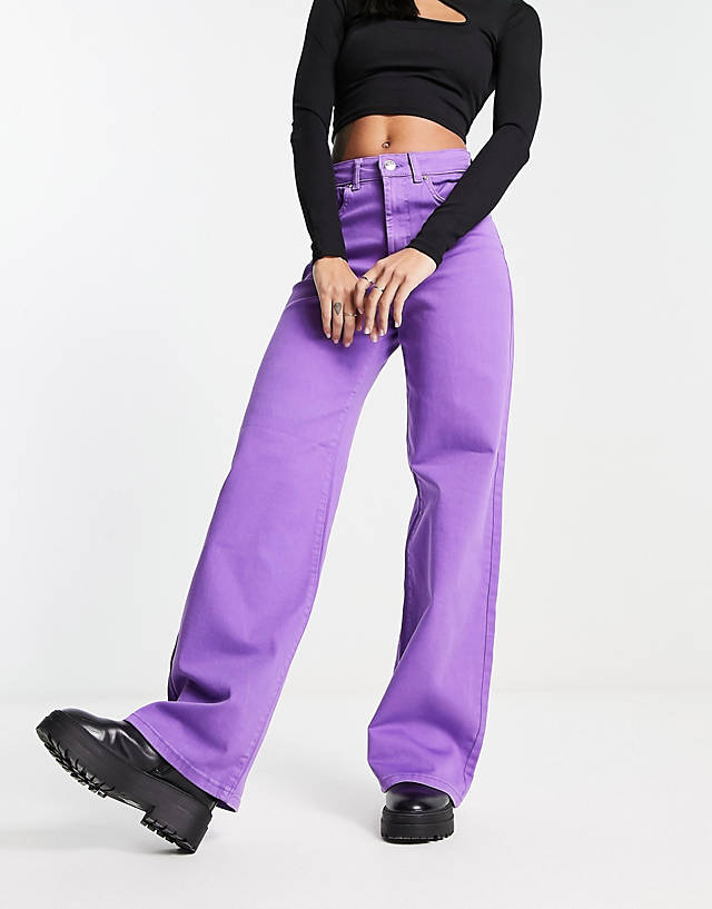 ONLY - high waisted wide leg jeans in purple