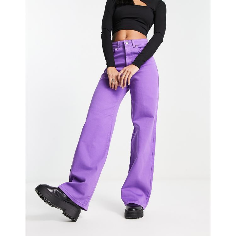 Himent Mom Jeans for Women High-Rise Wide Leg Jeans (Color : Lilac Purple,  Size : L) : Buy Online at Best Price in KSA - Souq is now : Fashion