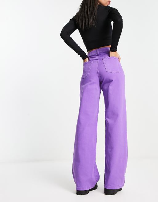 Only high waisted wide leg jeans in purple