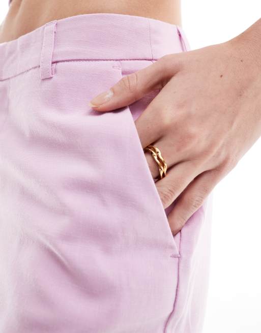 ONLY high waisted wide leg tailored trouser co-ord in light pink , 5 of 5