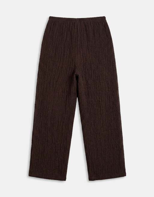 ONLY hoge taille broek met kreuktextuur co-ord in donkerbruin, 7 van 7