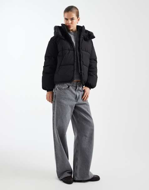 ONLY hooded puffer jacket in black - view 1