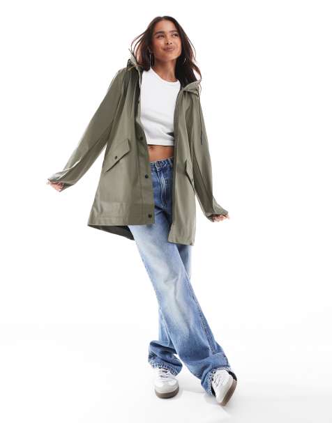 Only hooded rain coat in khaki - view 1