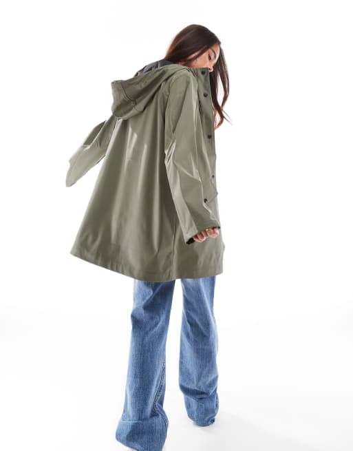 Only hooded rain coat in khaki
